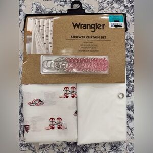 Wrangler Christmas Lights Cowboy Boots 14 Piece Shower Curtain Set NEW